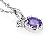 Purple Amethyst Rhodium Over Sterling Silver Aquarius Pendant With Chain .64ct