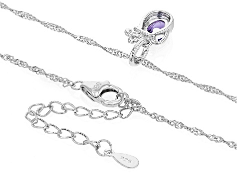 Purple Amethyst Rhodium Over Sterling Silver Aquarius Pendant With Chain .64ct