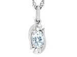 Blue Aquamarine Rhodium Over Sterling Silver Pisces Pendant With Chain .59ct