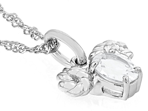 White Topaz Rhodium Over Sterling Silver Aries Pendant With Chain .81ct