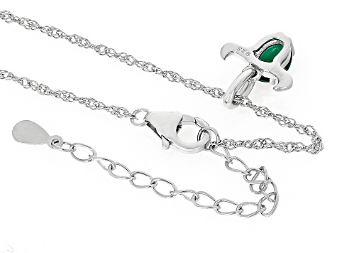 Green Lab Created Emerald Rhodium Over Sterling Silver Taurus Pendant With Chain .59ct