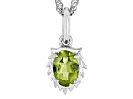 Green Peridot Rhodium Over Sterling Silver Leo Pendant With Chain .70ct