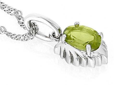 Green Peridot Rhodium Over Sterling Silver Leo Pendant With Chain .70ct