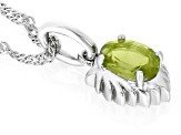 Green Peridot Rhodium Over Sterling Silver Leo Pendant With Chain .70ct