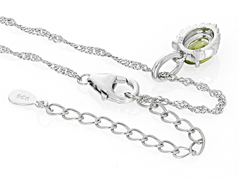 Green Peridot Rhodium Over Sterling Silver Leo Pendant With Chain .70ct