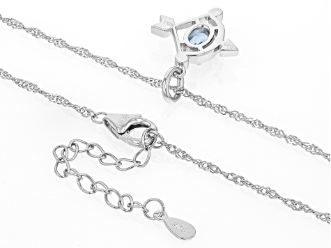 Sky Blue Topaz Rhodium Over Sterling Silver Sagittarius Pendant With Chain .81ct