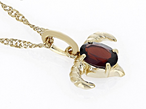 Red Garnet 18k Yellow Gold Over Sterling Silver Capricorn Pendant With Chain 0.81ct