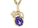 Purple African Amethyst 18k Yellow Gold Over  Silver Aquarius Pendant With Chain 0.64ct