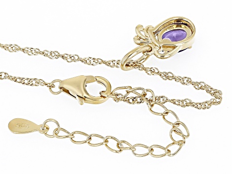 Purple African Amethyst 18k Yellow Gold Over  Silver Aquarius Pendant With Chain 0.64ct