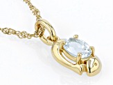 Blue Aquamarine 18k Yellow Gold Over Sterling Silver Pisces Pendant With Chain 0.59ct