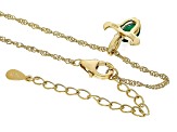 Green Lab Created Emerald 18k Yellow Gold Over Sterling Silver Taurus Pendant With Chain 0.59ct