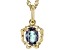 Blue Lab Created Alexandrite 18k Yellow Gold Over Silver Gemini Pendant With Chain 0.73ct