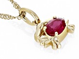 Red Lab Created Ruby 18k Yellow Gold Over Silver Cancer Pendant With Chain 0.78ct