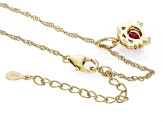 Red Lab Created Ruby 18k Yellow Gold Over Silver Cancer Pendant With Chain 0.78ct