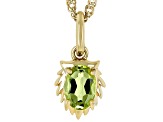 Green Peridot 18k Yellow Gold Over Sterling Silver Leo Pendant With Chain 0.70ct