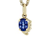 Blue Lab Created Sapphire 18k Yellow Gold Over Sterling Silver Virgo Pendant With Chain 0.71ct