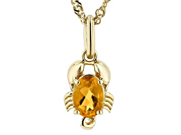 Picture of Yellow Brazilian Citrine 18k Yellow Gold Over Sterling Silver Scorpio Pendant With Chain 0.64ct