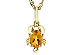 Yellow Brazilian Citrine 18k Yellow Gold Over Sterling Silver Scorpio Pendant With Chain 0.64ct