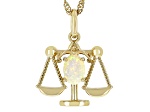 Multi-Color Ethiopian Opal 18k Yellow Gold Over Silver Libra Pendant With Chain 0.38ct