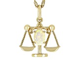 Multi-Color Ethiopian Opal 18k Yellow Gold Over Silver Libra Pendant With Chain 0.38ct