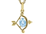 Sky Blue Topaz 18k Yellow Gold Over Silver Sagittarius Pendant With Chain 0.81ct