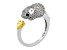 White Zircon with Black Spinel Rhodium Over Sterling Silver "Year of the Rat" Ring 1.20ctw