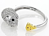 White Zircon with Black Spinel Rhodium Over Sterling Silver "Year of the Rat" Ring 1.20ctw