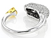 White Zircon with Black Spinel Rhodium Over Sterling Silver "Year of the Rat" Ring 1.20ctw