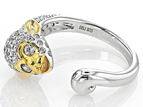 White Zircon Rhodium & 18k Yellow Gold Over Sterling Silver 