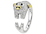 White Zircon with Black Spinel Rhodium & 18k Yellow Gold Over Silver "Year of the Pig" Ring 1.03ctw