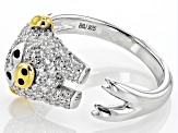 White Zircon with Black Spinel Rhodium & 18k Yellow Gold Over Silver "Year of the Pig" Ring 1.03ctw