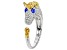White Zircon & Lab Blue Spinel Rhodium & 18k Gold Over Silver "Year of the Horse" Ring 1.17ctw