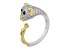 White Zircon Rhodium and 18k Yellow Gold Over Sterling Silver "Year of the Dog" Ring 1.23ctw
