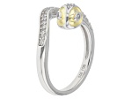 White Zircon Rhodium & 18k Yellow Gold Over Sterling Silver "Year of the Snake" Ring .56ctw