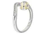 White Zircon Rhodium & 18k Yellow Gold Over Sterling Silver "Year of the Snake" Ring .56ctw