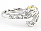 White Zircon Rhodium & 18k Yellow Gold Over Sterling Silver "Year of the Snake" Ring .56ctw