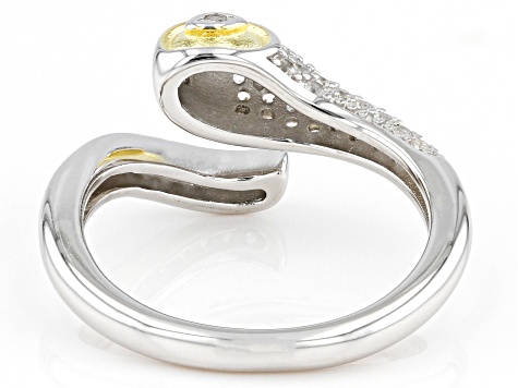 White Zircon Rhodium & 18k Yellow Gold Over Sterling Silver "Year of the Snake" Ring .56ctw