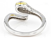 White Zircon Rhodium & 18k Yellow Gold Over Sterling Silver "Year of the Snake" Ring .56ctw