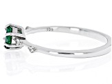 Green Lab Emerald With White Zircon Rhodium Over Sterling Silver May Birthstone Ring .45ctw