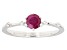 Red Ruby With White Zircon Rhodium Over Sterling Silver July Birthstone Ring .75ctw