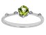 Green Peridot With White Zircon Rhodium Over Sterling Silver August Birthstone Ring .58ctw