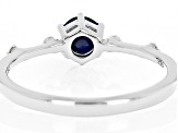 Blue Sapphire With White Zircon Rhodium Over Sterling Silver September Birthstone Ring .67ctw