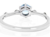 Swiss Blue Topaz With White Zircon Rhodium Over Sterling Silver December Birthstone Ring .58ctw