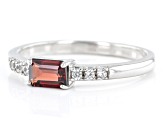 Red Garnet With White Zircon Rhodium Over Sterling Silver January Birthstone Ring .66ctw