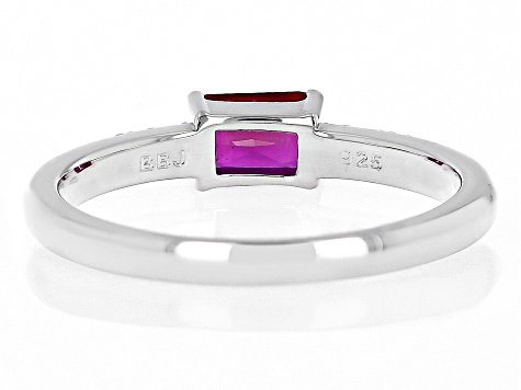 Red Lab Created Ruby With White Zircon Rhodium Over Sterling Silver July Birthstone Ring .70ctw
