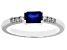 Blue Lab Created Sapphire & White Zircon Rhodium Over Silver September Birthstone Ring .67ctw