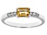 Yellow Citrine With White Zircon Rhodium Over Sterling Silver November Birthstone Ring .58ctw