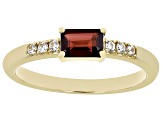 Red Garnet with White Zircon 18k Yellow Gold Over Sterling Silver January Birthstone Ring .67ctw