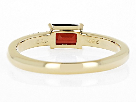 Red Garnet with White Zircon 18k Yellow Gold Over Sterling Silver January Birthstone Ring .67ctw