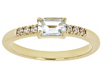 Blue Aquamarine with White Zircon 18k Yellow Gold Over Sterling Silver March Birthstone Ring .52ctw